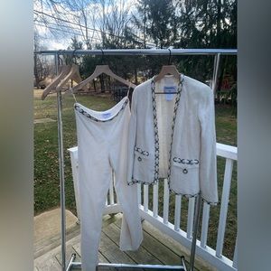 Vintage Chanel Spring 02 100% Silk Pant Suit size 38 Whote/ivory